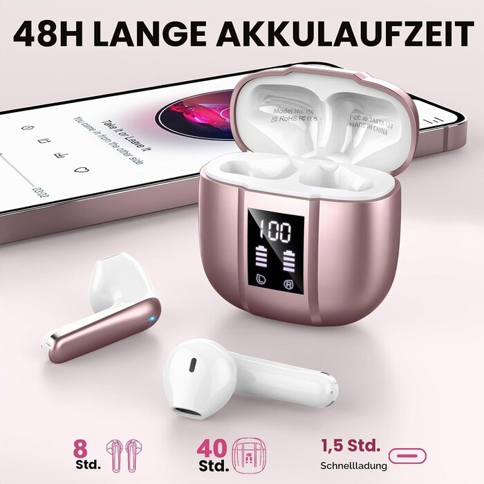 Kabellose In-Ear Kopfhörer Bluetooth 5.4 Rose S - 30% Rabatt