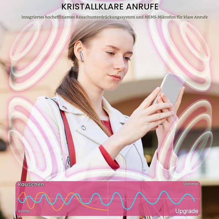 Kabellose In-Ear Kopfhörer Bluetooth 5.4 Rose S - 30% Rabatt