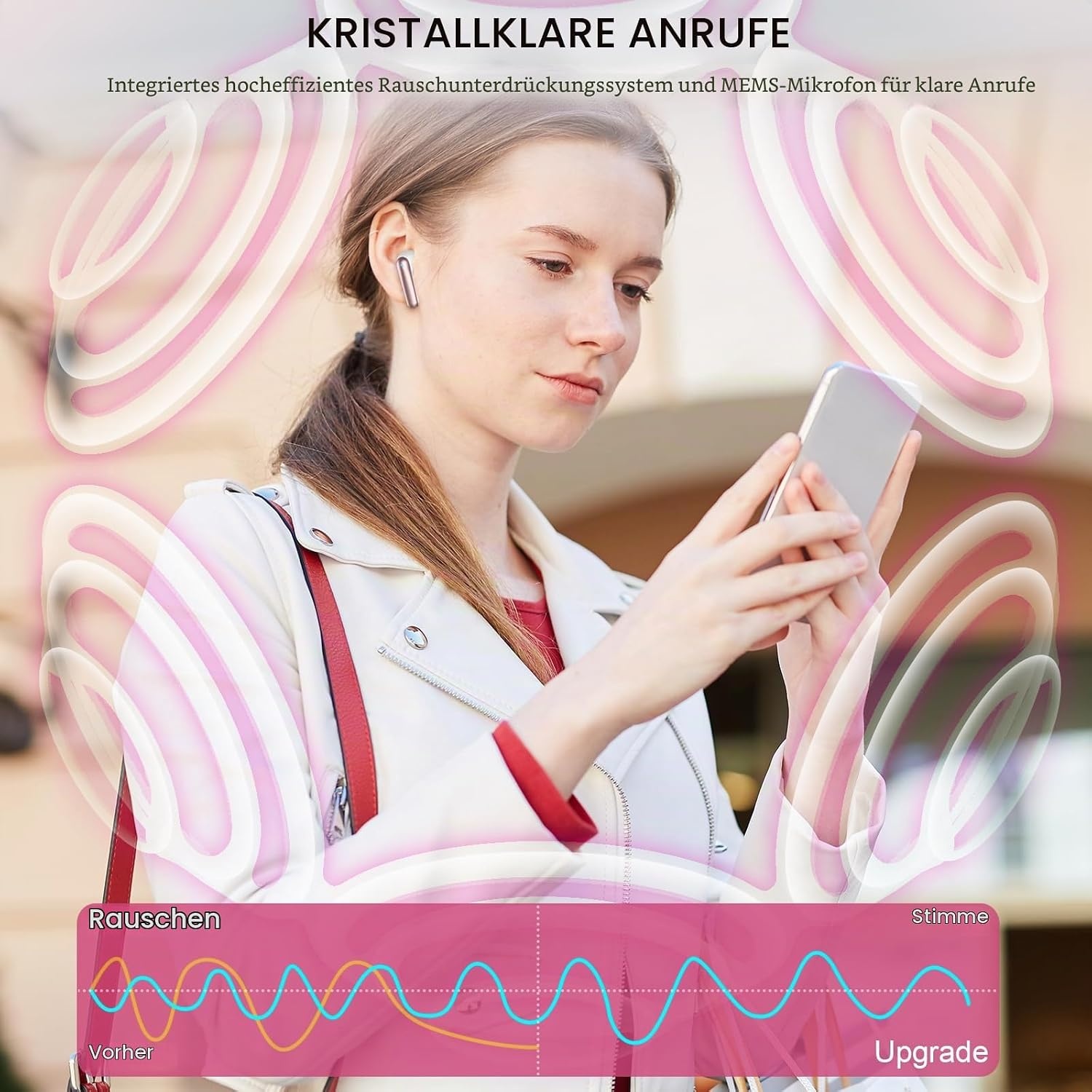 Kabellose In-Ear Kopfhörer Bluetooth 5.4 Rose S - 30% Rabatt