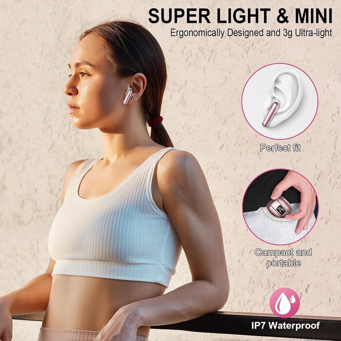 Kabellose In-Ear Kopfhörer Bluetooth 5.4 Rose S - 30% Rabatt