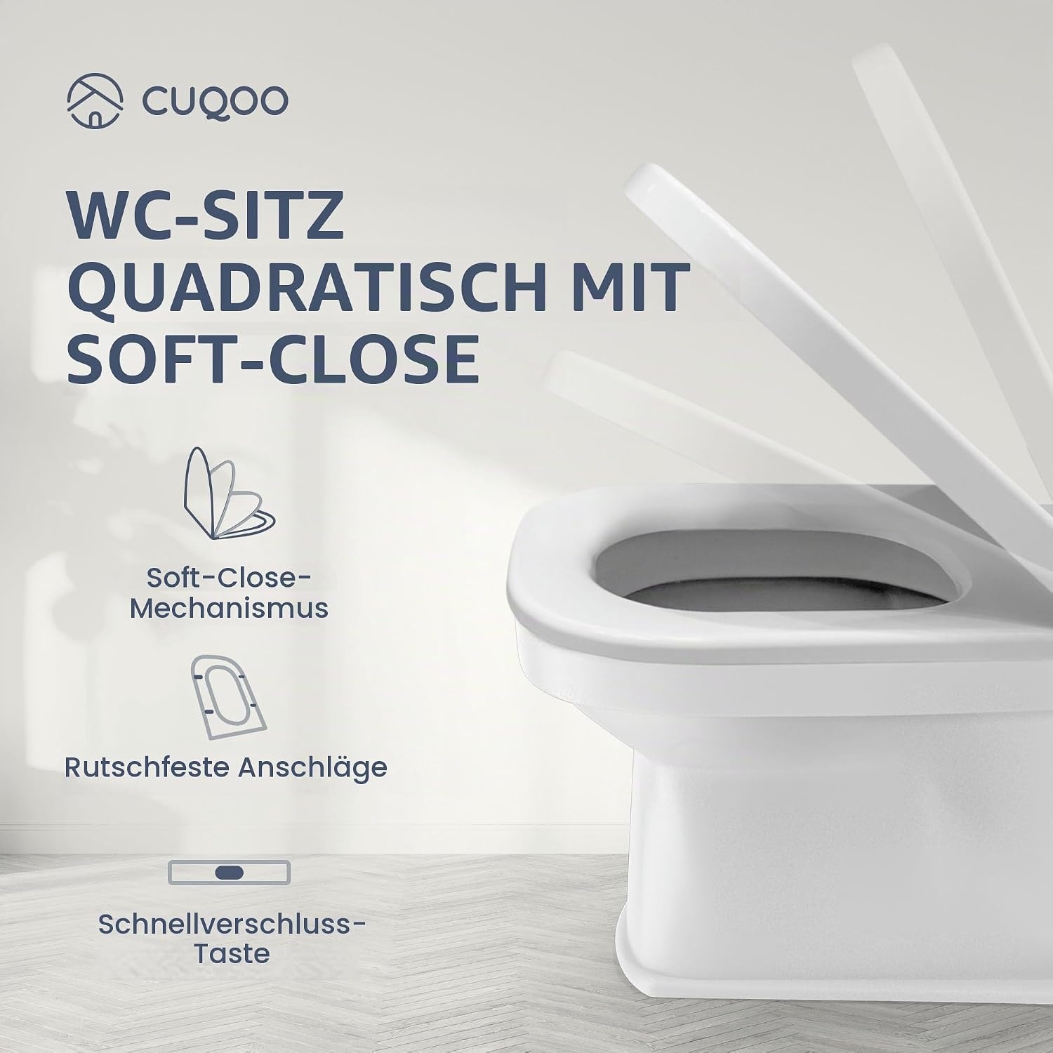 Quadratischer WC-Sitz mit Absenkautomatik - 31% Rabatt