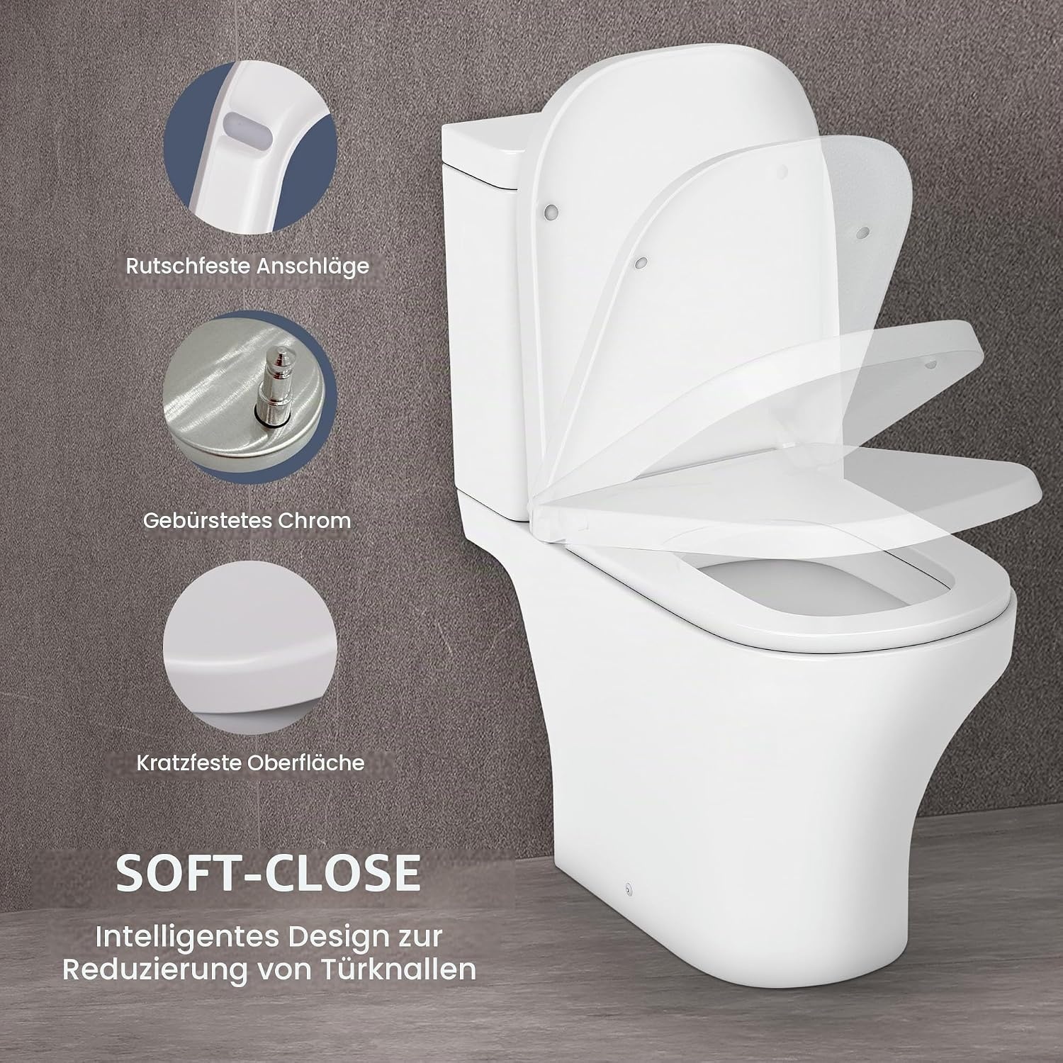 Quadratischer WC-Sitz mit Absenkautomatik - 31% Rabatt