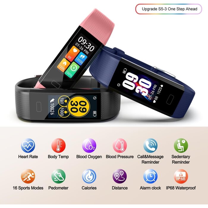 Fitness-Tracker Smartwatch Schwarz S - 32% Rabatt