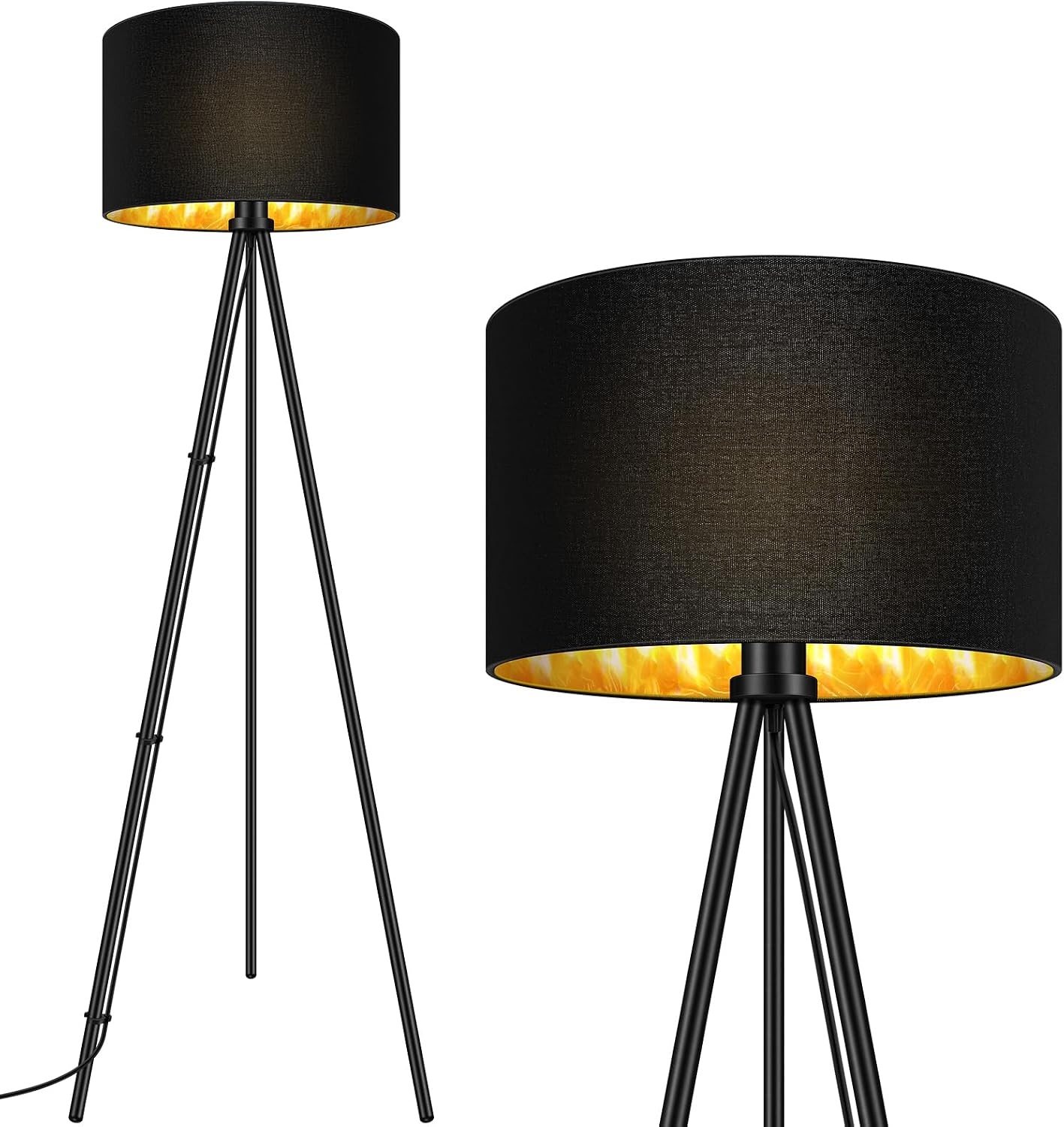 LED Dreibein Stehlampe 158 cm Schwarz-Gold - 33% Rabatt