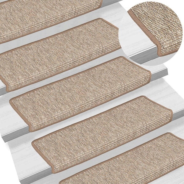 15-tlg. Treppenmatten Set 65x21x4 cm Hellbraun - 35% Rabatt