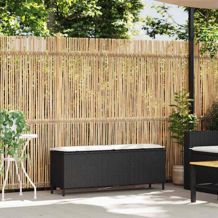 Gartenbank mit Kissen 110x30 cm Schwarz - 34% Rabatt - Outlet