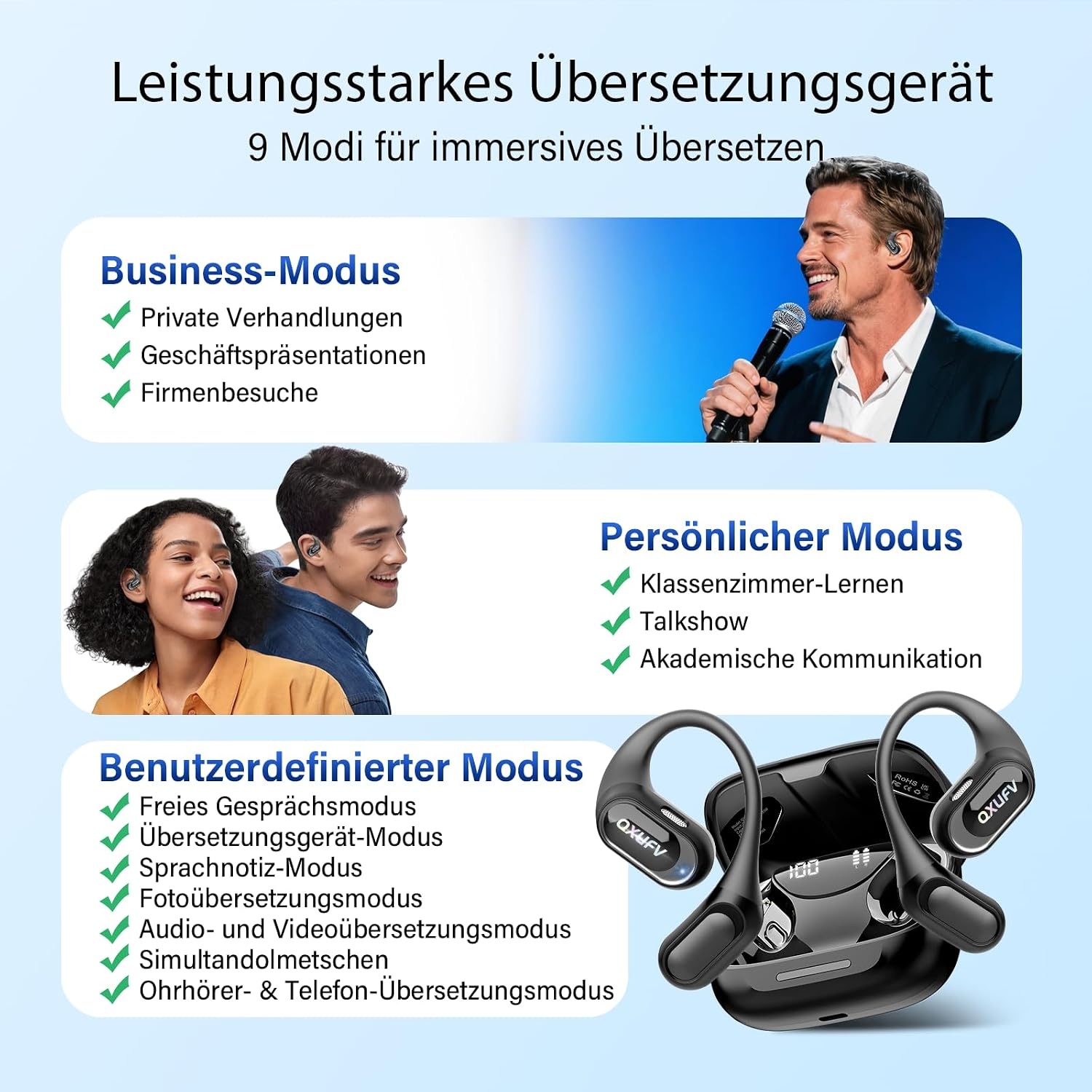 QX68 Intelligente KI-Übersetzungs-Ohrhörer - 31% Rabatt