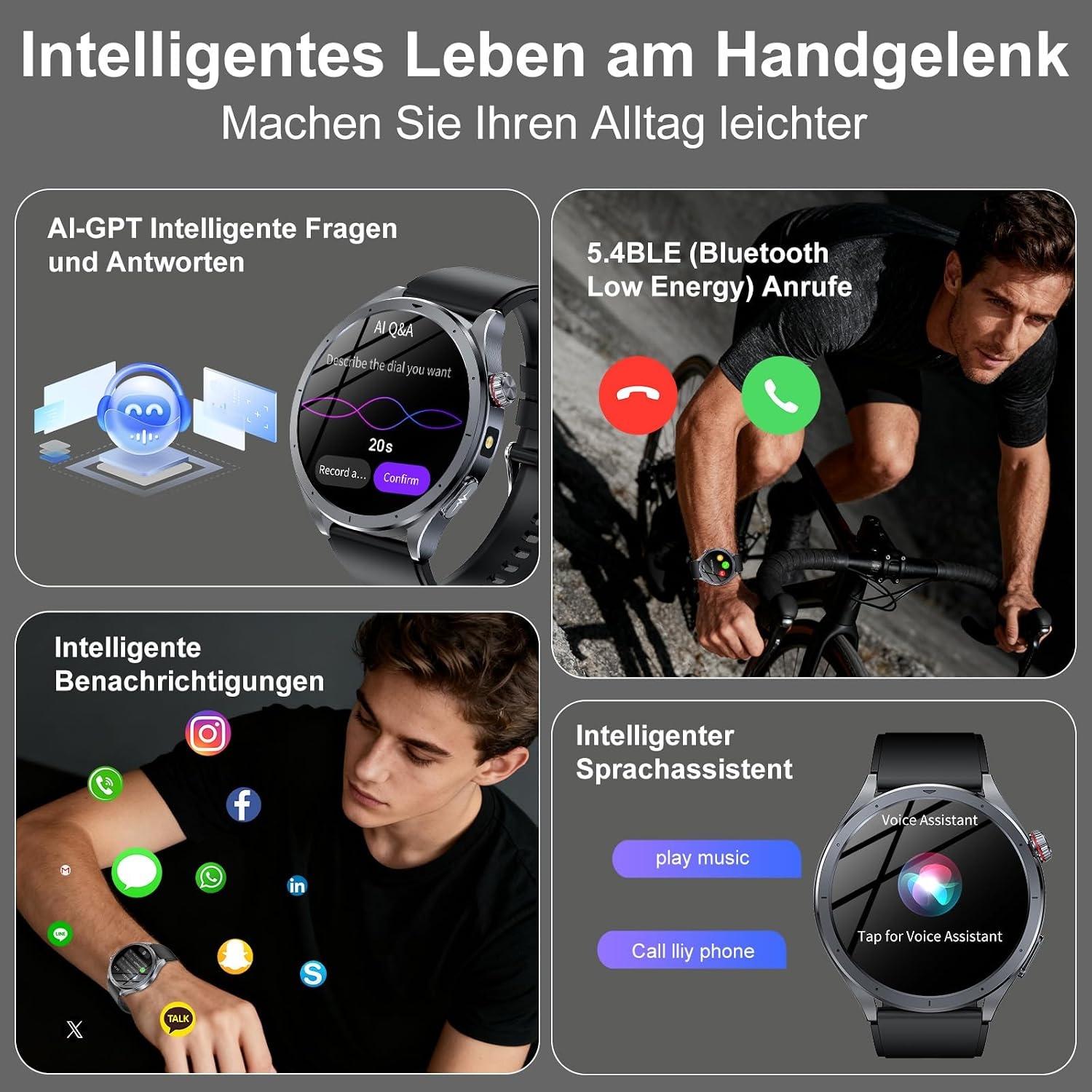 Smartwatch 1,53 Zoll mit EKG & Blutdruckmessung - 33% Rabatt
