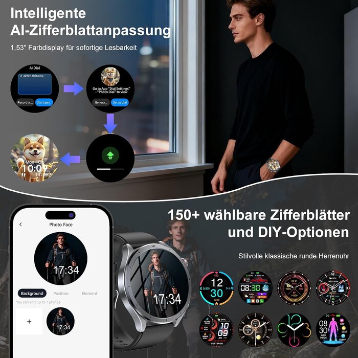 Smartwatch 1,53 Zoll mit EKG & Blutdruckmessung - 33% Rabatt