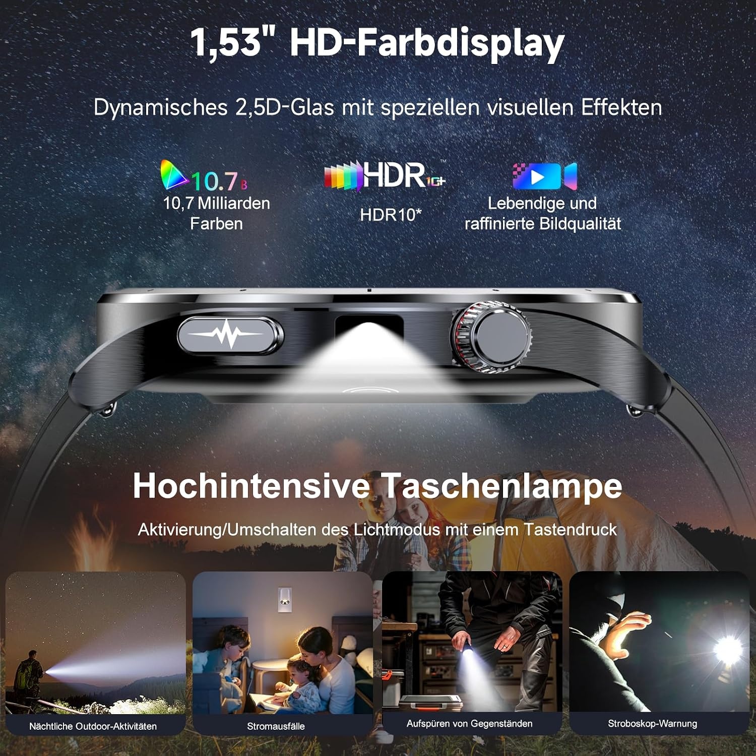 Smartwatch 1,53 Zoll mit EKG & Blutdruckmessung - 33% Rabatt