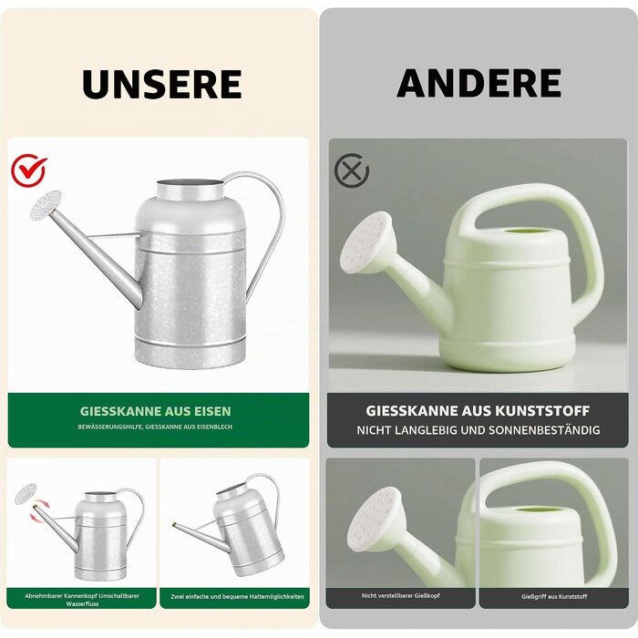 Verzinkte 8,5L Gießkanne mit Aufsatz - 32% Rabatt - Ausgepackt