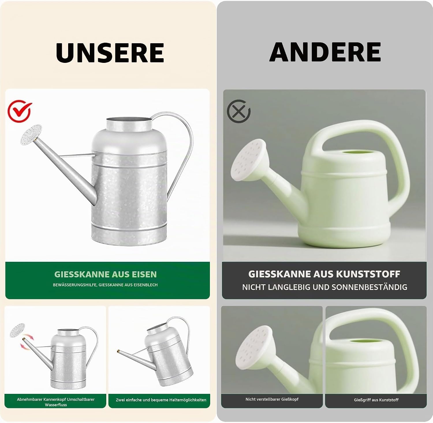 Verzinkte 8,5L Gießkanne mit Aufsatz - 32% Rabatt - Ausgepackt