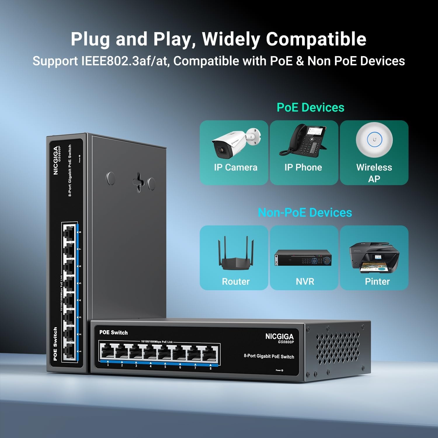 8-Port Gigabit PoE+ Switch 120W - 33% Rabatt - Lüfterlos