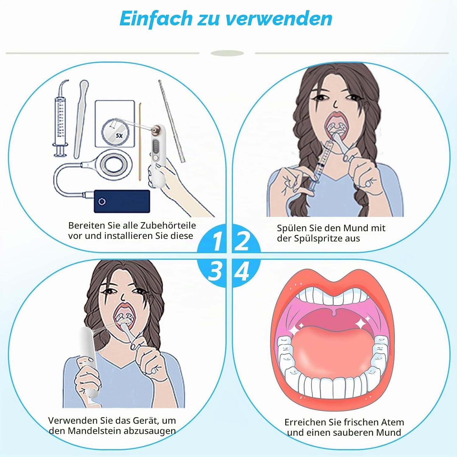 Elektrisches Tonsillenstein-Entfernungsset - 8-tlg. - 32% Rabatt