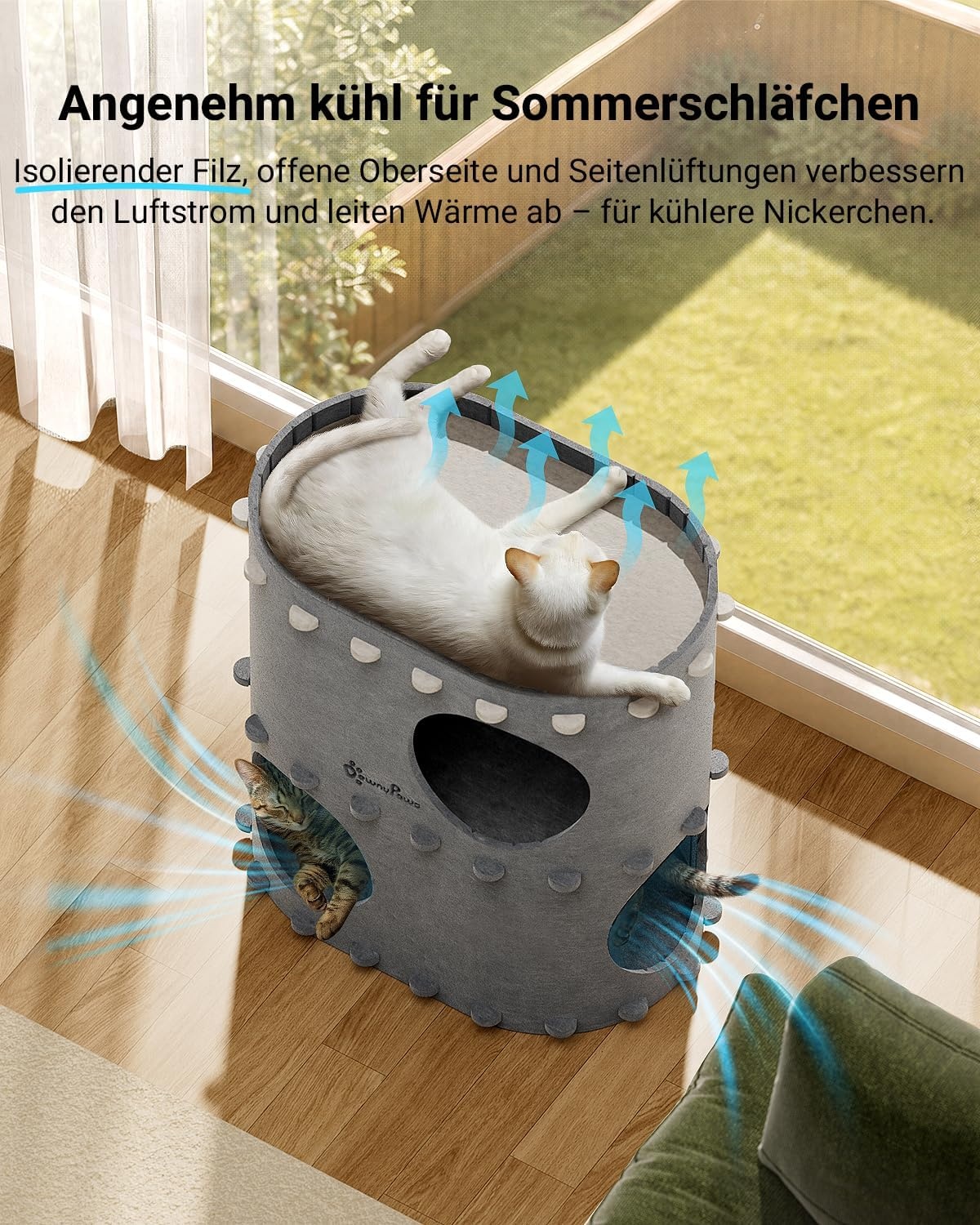 2-stöckiges Katzenhaus aus Filz Grau - 31% Rabatt