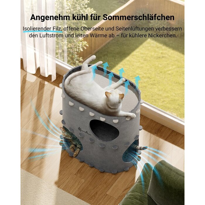 2-stöckiges Katzenhaus aus Filz Grau - 31% Rabatt
