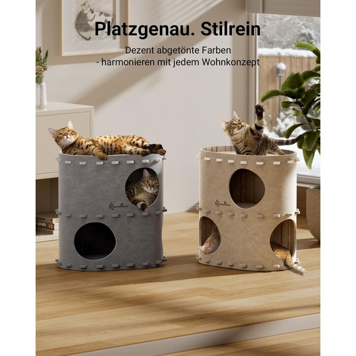 2-stöckiges Katzenhaus aus Filz Grau - 31% Rabatt