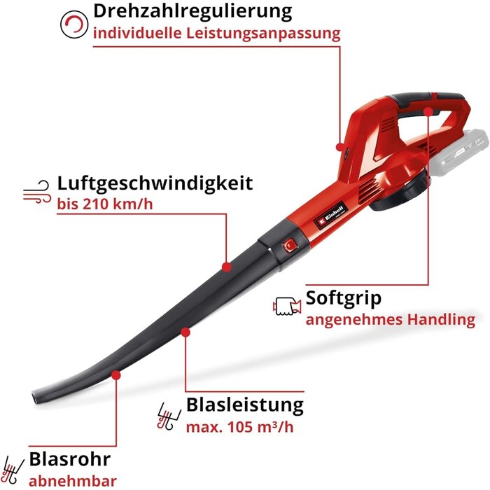 Akku-Laubbläser, 18 V, Farbe: Rood, Größe: M - 32% Rabatt