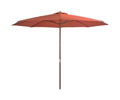 Vidaxl Holz-Sonnenschirm 350 cm Terracotta - 41% Rabatt