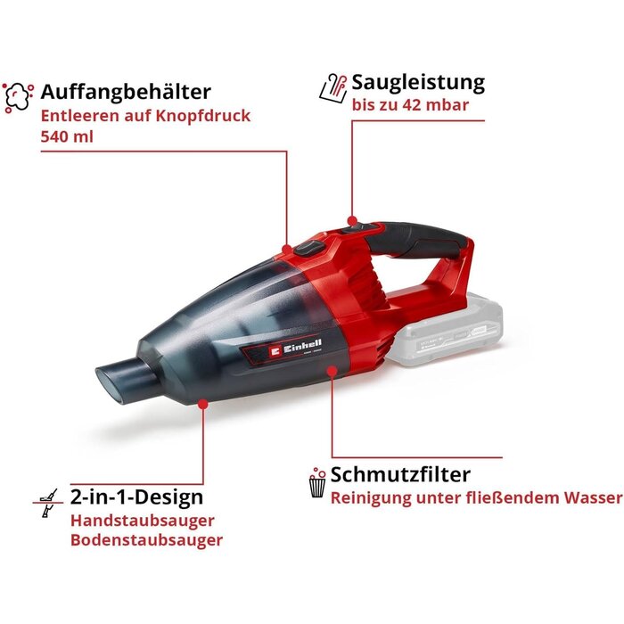 Akku-Handstaubsauger 18V, Rood Zwart, Größe M - 31% Rabatt