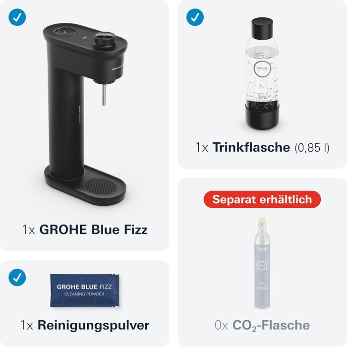 Wassersprudler 850 ml Schwarz - 3 Stufen - 34% Rabatt