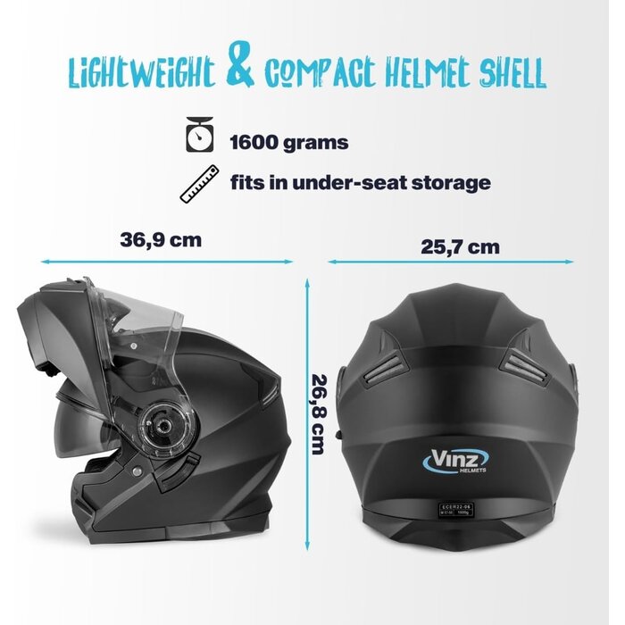 Klapphelm Matt Schwarz ECE 22.06 - 34% Rabatt auf Retourenware