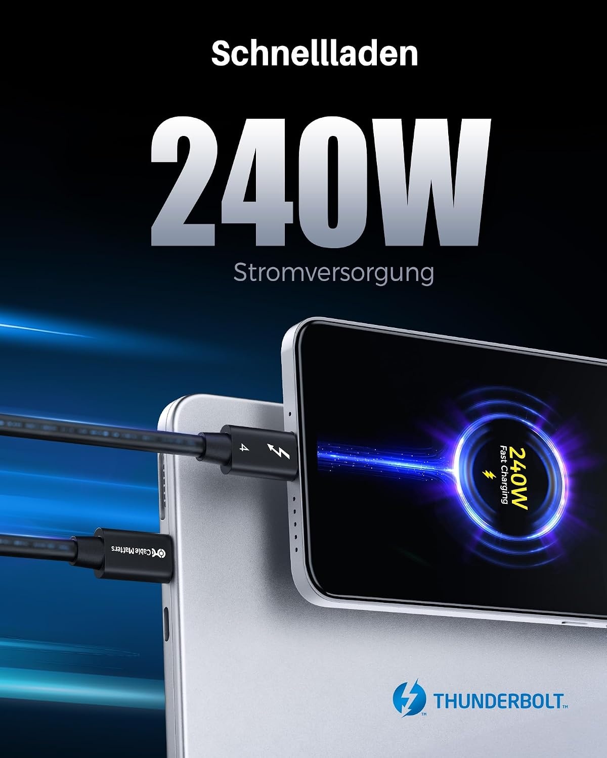 Thunderbolt 4 Kabel 40 Gbit/s 8K 100W 0,8m - 31% Rabatt