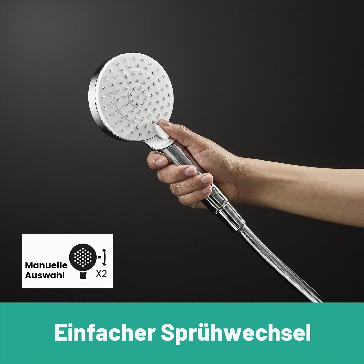 Duschset 100 mm mit 65 cm Stange Weiß/Chrom - 32% Rabatt