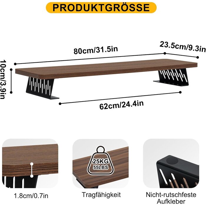 Monitorständer für zwei Bildschirme - 80x23,5 cm - Holz - 32% Rabatt