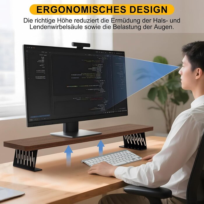 Monitorständer für zwei Bildschirme - 80x23,5 cm - Holz - 32% Rabatt