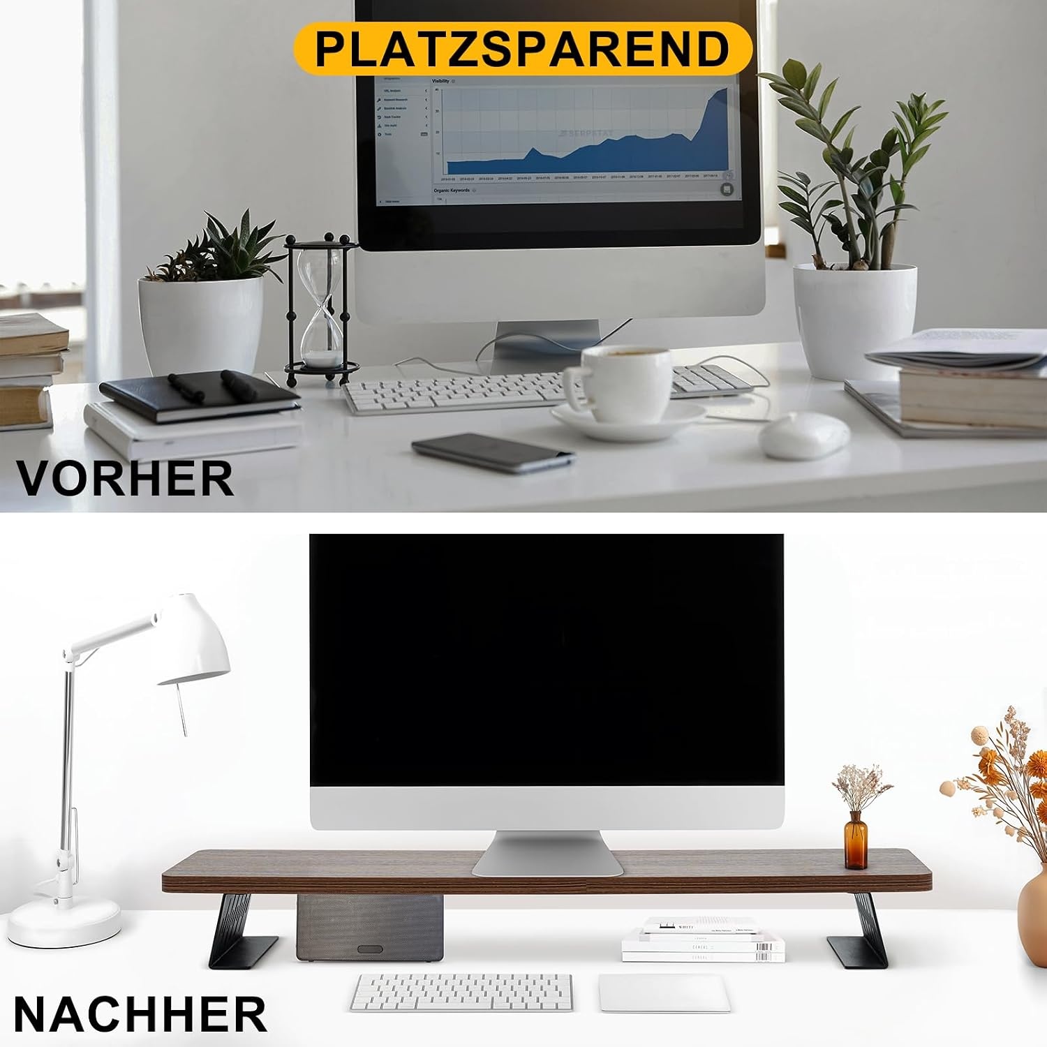 Monitorständer für zwei Bildschirme - 80x23,5 cm - Holz - 32% Rabatt