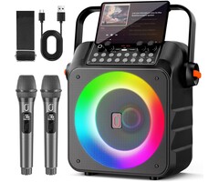 Tragbare Karaoke-Partybox, 80W, 2 Mikrofone - 41% Rabatt