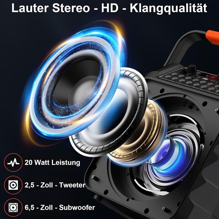 Tragbare Karaoke-Partybox mit 2 Mikrofonen - 80W Bluetooth Lautsprecher 34% Rabatt