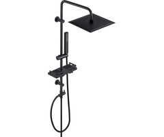 Schwarzes Regenduschsystem mit Ablage - 20x20 cm Kopfbrause - 39% Rabatt
