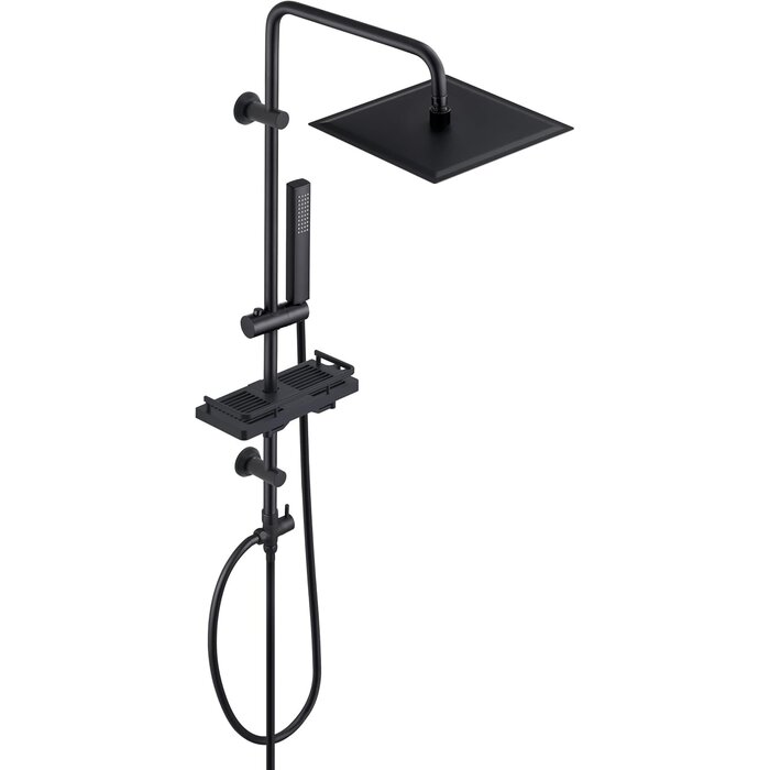 Regenduschsystem mit Ablage Schwarz 20x20 cm - 33% Rabatt