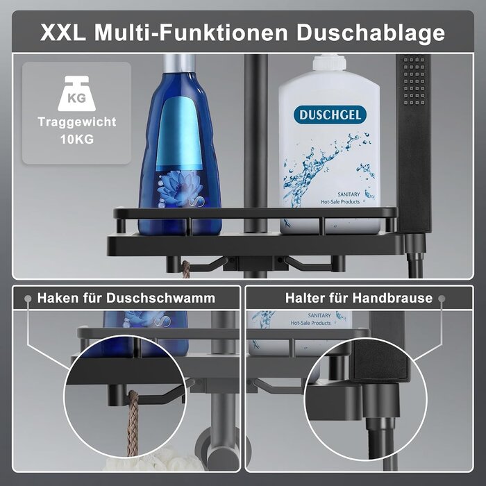 Regenduschsystem mit Ablage Schwarz 20x20 cm - 33% Rabatt