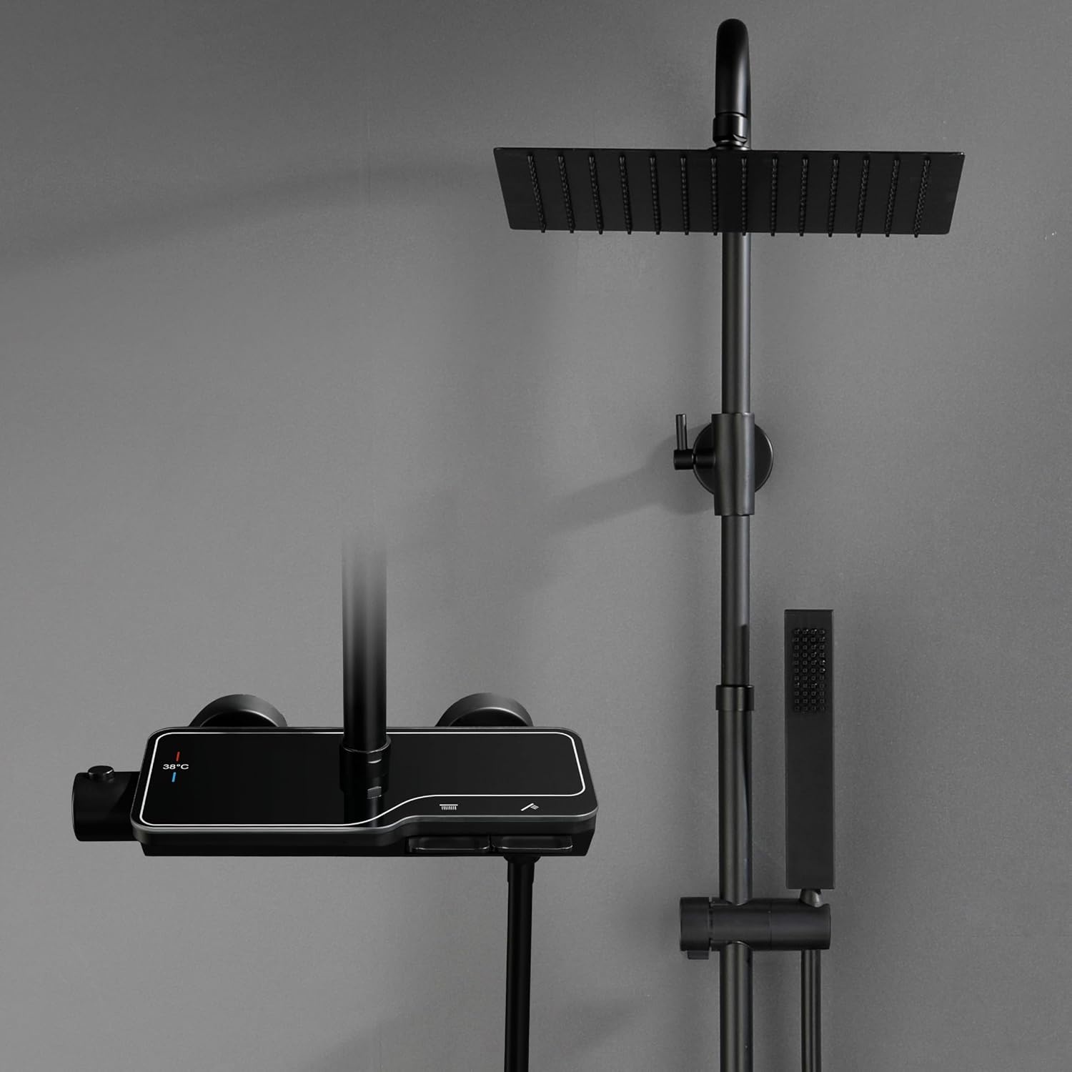 Regenduschsystem mit Ablage Schwarz 20x20 cm - 33% Rabatt