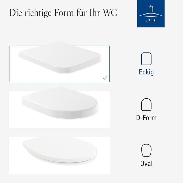 Rechteckiger WC-Sitz aus Duroplast, Alpinweiß - 34% Rabatt