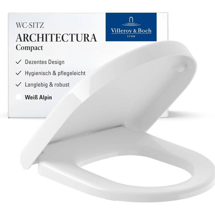 Rechteckiger WC-Sitz aus Duroplast, Alpinweiß - 34% Rabatt