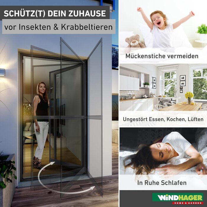 Pendeltür Fliegengitter 100 x 210 cm Anthrazit - 34% Rabatt