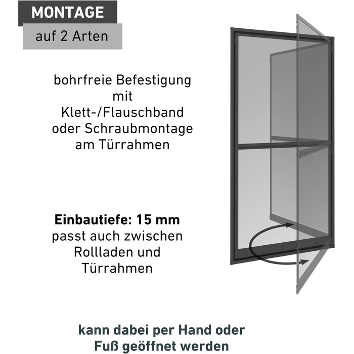 Pendeltür Fliegengitter 100 x 210 cm Anthrazit - 34% Rabatt