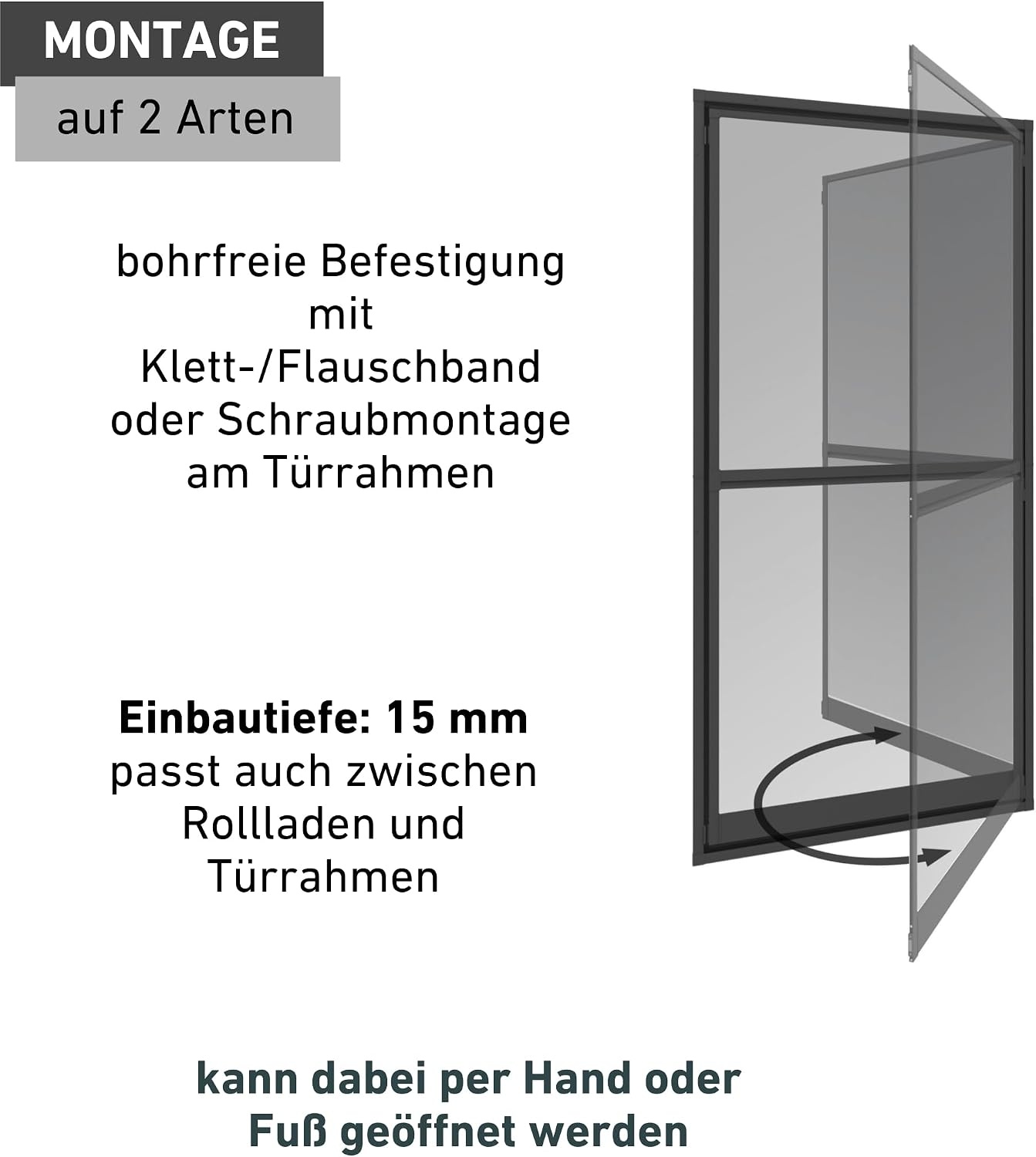Pendeltür Fliegengitter 100 x 210 cm Anthrazit - 34% Rabatt