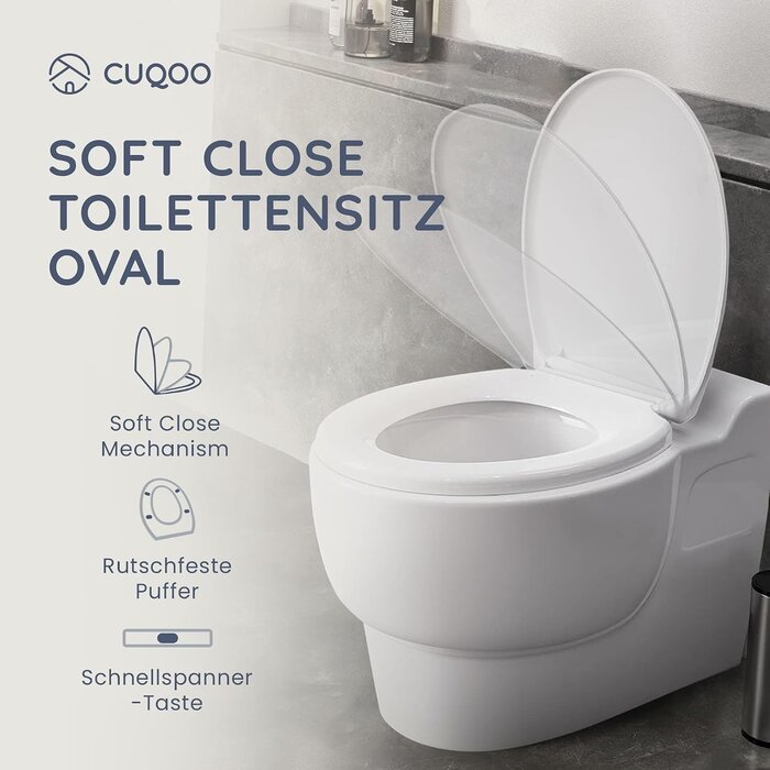 WC-Sitz Oval mit Absenkautomatik - 30% Rabatt - Weiß, 44 x 37 cm