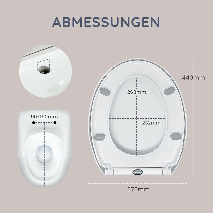 WC-Sitz Oval mit Absenkautomatik - 30% Rabatt - Weiß, 44 x 37 cm