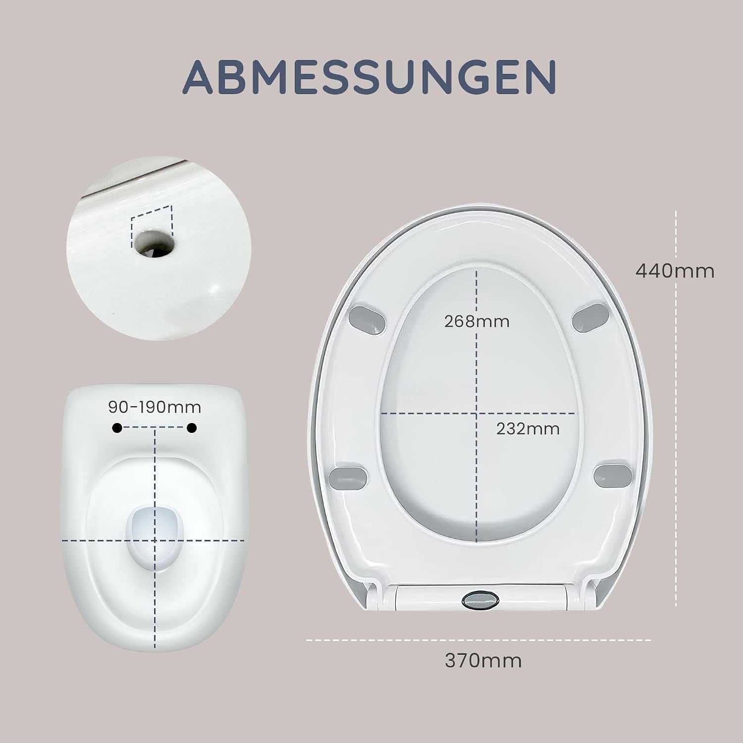 WC-Sitz Oval mit Absenkautomatik - 30% Rabatt - Weiß, 44 x 37 cm