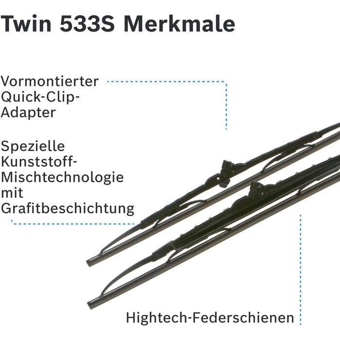 Scheibenwischer Set 530mm + 475mm - 29% Rabatt - Schwarz - Zustand: Ausgepackt