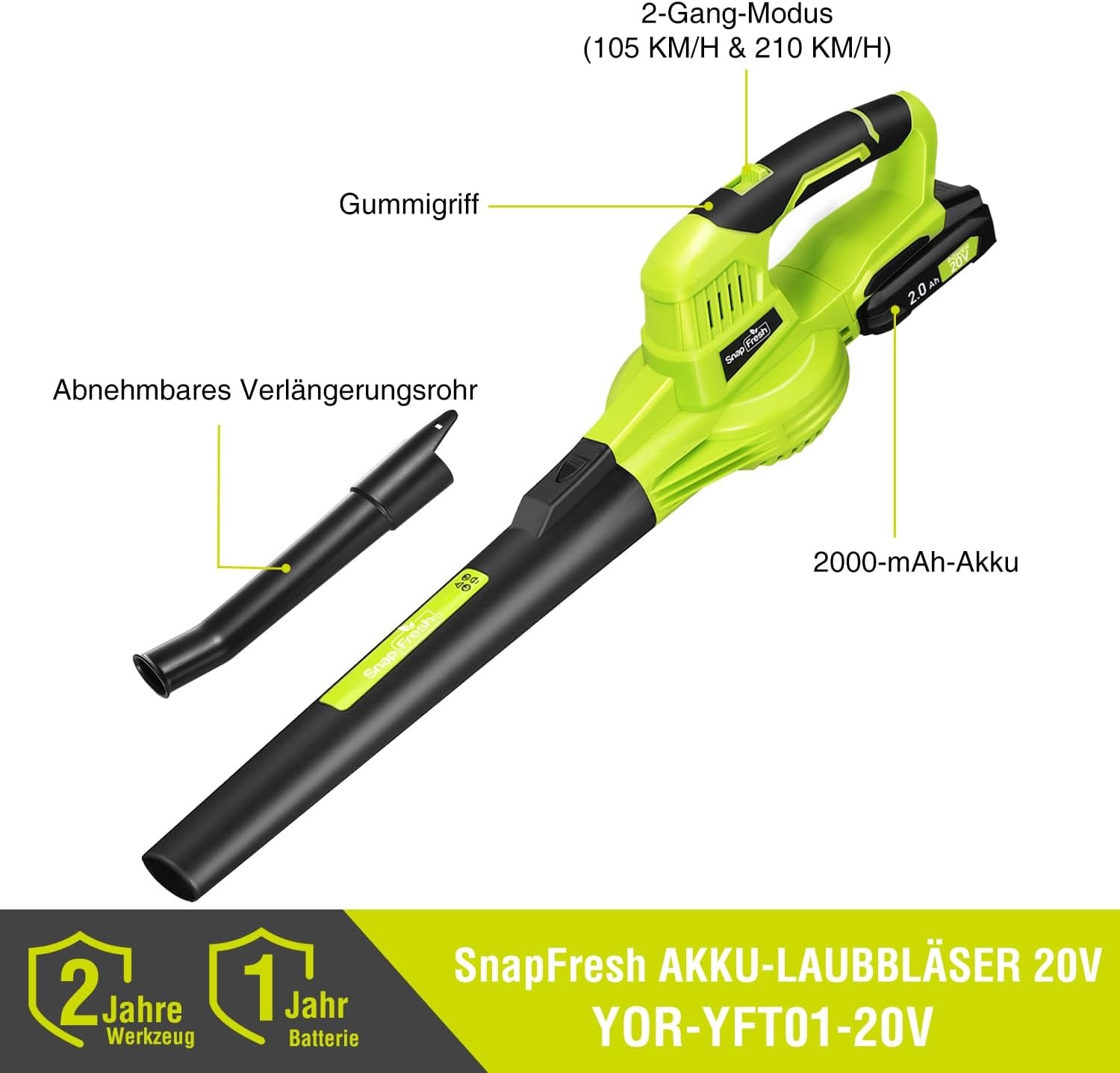 Akku-Laubbläser 20V, 209 km/h, 1,2 kg - 34% Rabatt