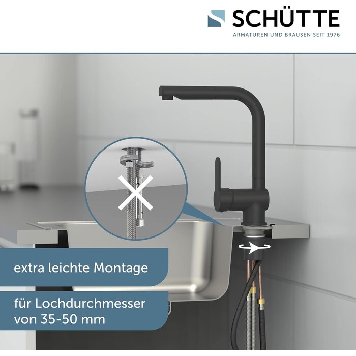 Küchenarmatur mit ausziehbarer Brause, Mattschwarz - 34% Rabatt