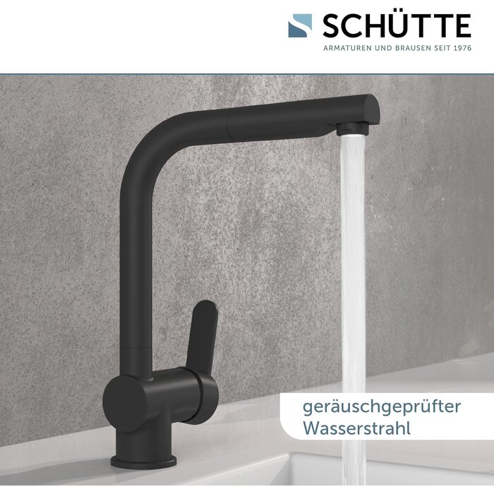 Küchenarmatur mit ausziehbarer Brause, Mattschwarz - 34% Rabatt