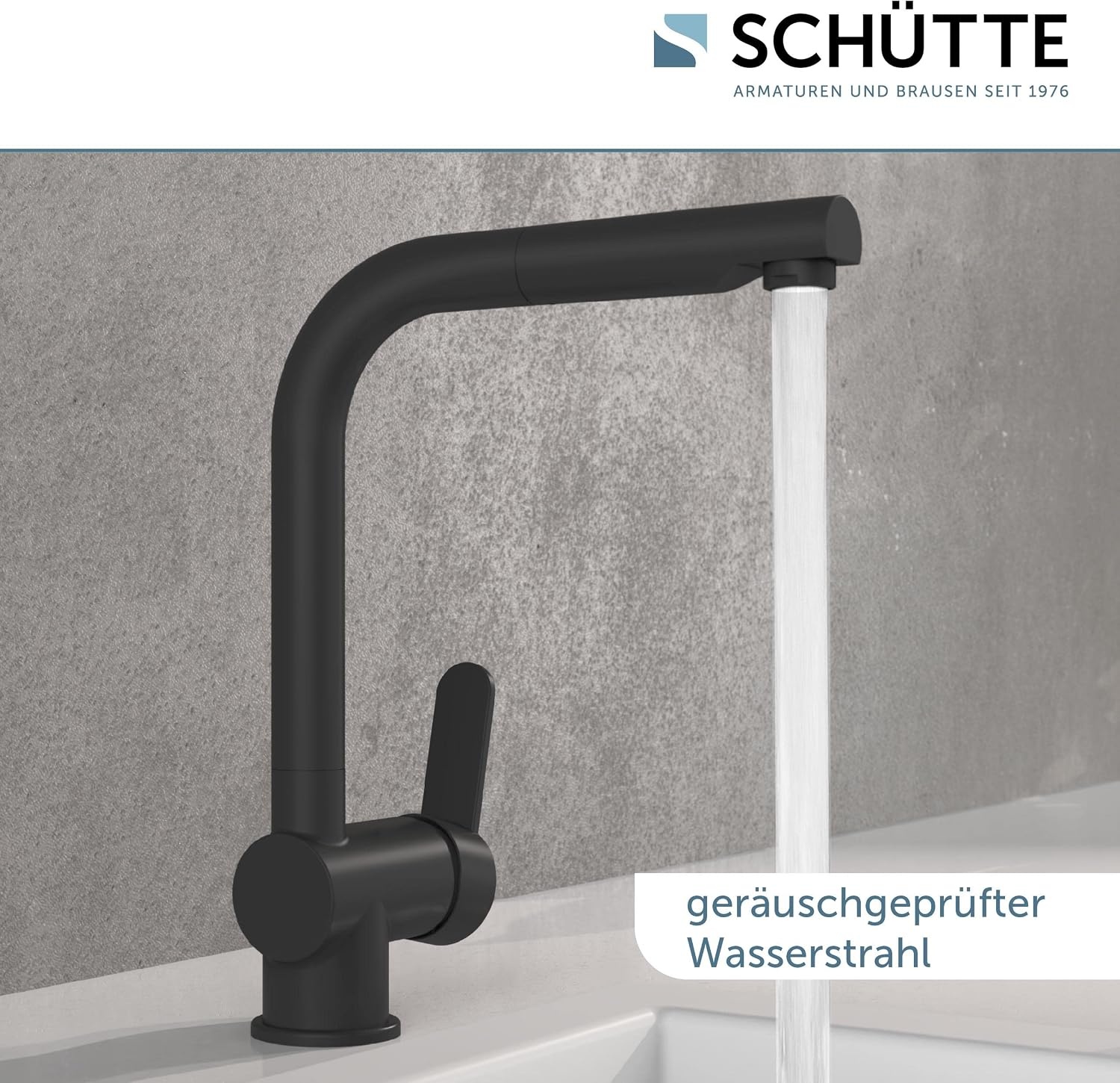 Küchenarmatur mit ausziehbarer Brause, Mattschwarz - 34% Rabatt